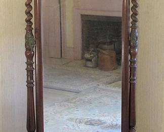 Victorian carved walnut cheval mirror