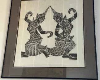 AAA010 Vintage Thai Temple Rubbing Art