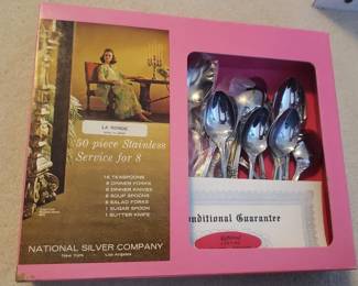 AAA118- Incomplete La Ronde Pattern Stainless Steel Flatware Set National Silver Company