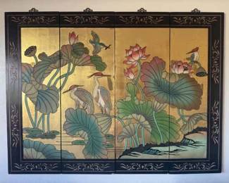 AAA007 Four Piece Lacquer Wood Chinese Panel Art