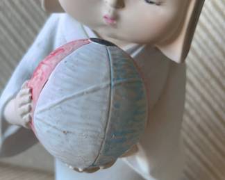 AAA251- Vintage Japanese Hakata Ceramic Doll W/stand 