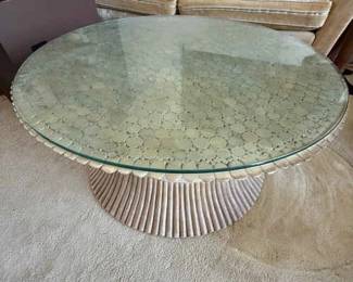 AAA015 Corseted Hour Glass Pole Rattan Coffee Table