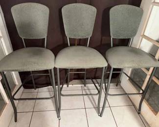 AAE427 Set of Three Green Barstools