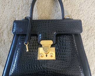 AAA111 - Bally Embossed Leather Top Handle Bag