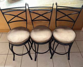 AAE426 Set of Three Brown Barstools