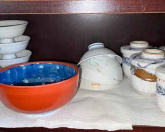 AAA073 Serving Dishes, Teacups, and a Bowl