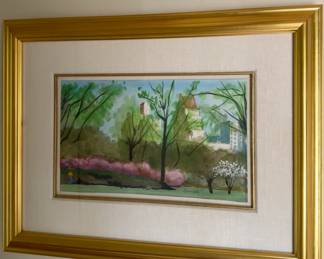 'Central Park' by Anthony Benedetto or "Tony Bennett" (1926 - 2023). Watercolour on paper. 10.5" H x 16.75" W