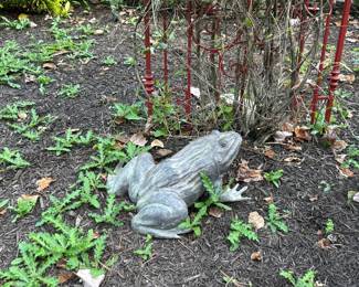 Bullfrog by Nishan Toor (1888 - 1966). Large bronze verdigris patina. 