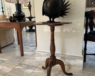 English mahogany circular tripod candle stand 19th/20th century.