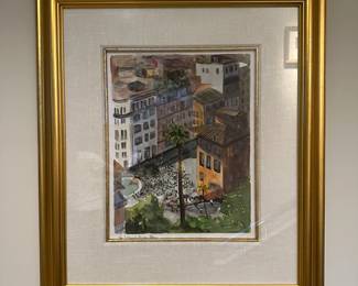 'The Spanish Steps, Rome' by Anthony Benedetto or 'Tony Bennet' (1926 - 2023). Watercolour on paper. 14.5"H x 11.5"W