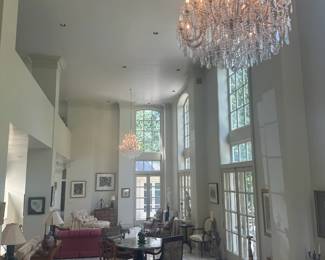 A view of the Great Room with Vecchia Murano crystal chandliers