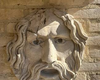 'Bocca della Verità' or 'Mouth of the Truth' high relief plaque imitating marble, by Carlo Marchiori, Italy (b1937).