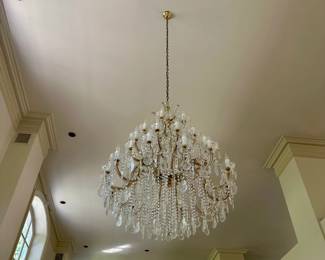 Another view of one of a pair of  impressive Venetian crystal  chandelier manufactured by Vecchia Murano. 