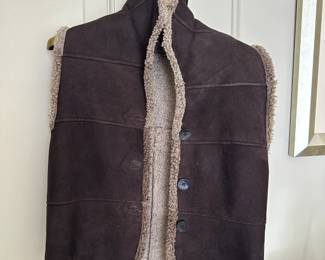 Brown suede shearling vest 
