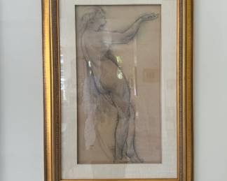 "Nu debout." Richard Guino (1890-1973) charcoal on tan paper.