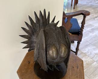 "sage Grouse." Lloyd LeBlanc (B. 1940) bronze with brown patina.