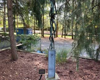 'Post Attack' by Don Gummer, American (b. 1946). Signed Numbered and Dated. 7/ 30 NYC 2001. Bronze verdigris patina. 62"H. 
