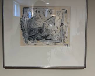 Closeup of 'Poem Paintings: Four Works' by Katherine Porter (b. 1941). Mixed media on paper. (One shown). 7"H x 8" W each.