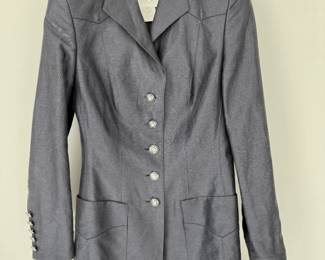 Escada Margaretha Ley navy cotton/ linen long jacket. Size 34. Made in Germany