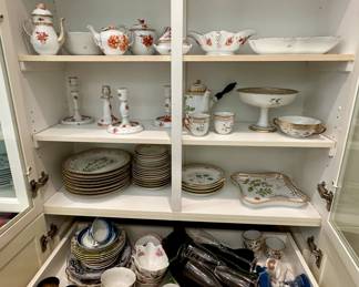 Flora Danica (Royal Copenhagen) and Chinese Bouquet (Herend) in butler's pantry.