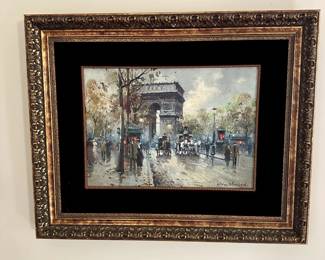 'L'Arch de Triomphe' by Antoine Blanchard (1910 - 1988). Oil on canvas. 12.5"H x 18"W