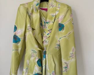Christian Lacroix citron floral silk blazer and shell. European size 38. Made in France