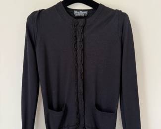 Ferragamo black cardigan. Wool/ Silk/ Cashmere. Size M. Made in Italy.