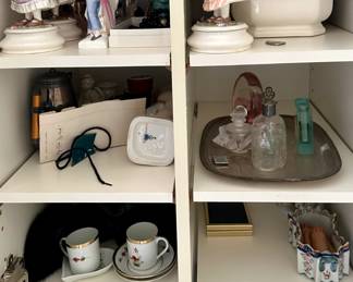 Multiple collectible figurines and other small items. Including Royal Doulton, Bing and Grondahl, etc. 