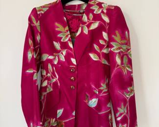 Christian Lacroix magenta floral silk blazer and shell. European size 38. Made in France