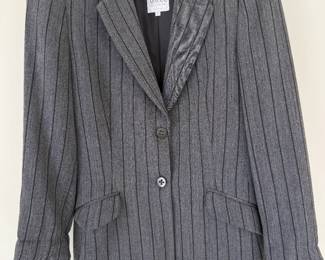 Armani Collezioni grey and brown wool pinstripe blazer. Size 6. Made in Italy