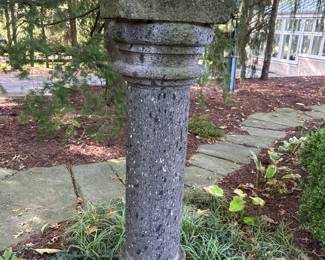 Detail of unusual speckled marble pedestal