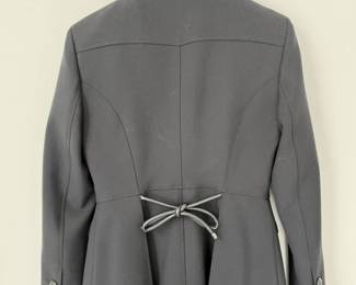 Back of Burberry navy tailored blazer with black leather details. European size 38. Made in Portugal.