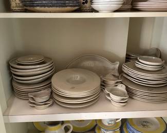 Multiple parcial dinner sets by Molly Dallas, Laura Ashley Ironstone, Provence, Casis & Co. etc.