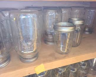 contents of cabinet, canning jars