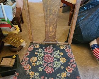 Vintage chair with floral print seat
