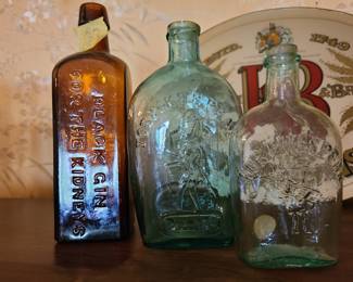 Vintage glass bottle, flask lot