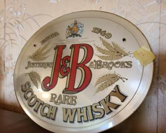 J&B Whiskey mirrored advertising sign
