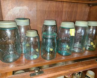 Vintage glass Mason jar lot