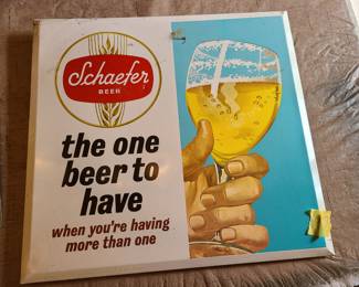 Schaefer beer advertising metal sign