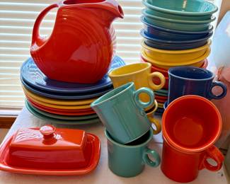 Fiestaware Persimmon, turquoise, sunflower, cobalt blue