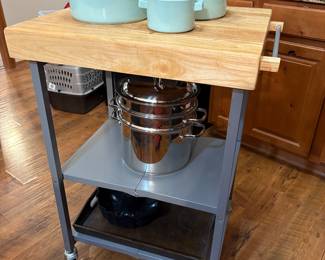 Utility cart with butcher block top
