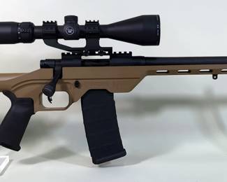 Mossberg MVP Series MVP LC 5.56 Nato Bolt Action Rifle SN# MVP0012061, Vortex Diamondback 3.5-10x50 Scope With Camo Cover, Adjustable Stock, 4 Total Mags, Blackhawk Sportster Bipod Rail Adaptor, In Bulldog Tactical Soft Case