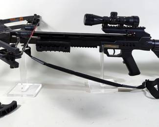 Center Point Sniper 370 Crossbow, With Adjustable Stock, 4x32 Scope, And Quiver With 4 Bolts