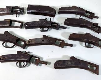 12 ga Shotgun Receivers, Qty 11, Brands Include Columbia, Volunteer Arms Co. Winchester, Mass Arms, Essex Gun Works, Armory Gun Co, Montgomery Wards, And More