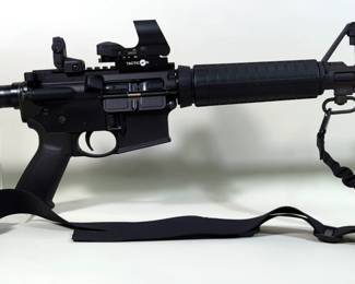 Ruger AR-556 5.56 Nato Rifle SN# 859-63364, 1:8 Twist, Tacticon Red/Green Sight, Flip Up Rear Sight, Adjustable Stock, Sling
