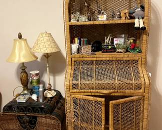 Wicker drop-down desk.