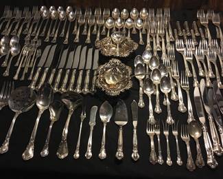 19th c RARE Prasidental 126 pc sterling silver flatware set