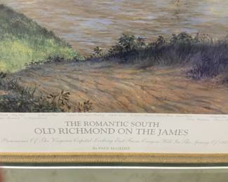Paul McGehee, Limited Edition print, “Old Richmond on the James”, originally $750, beautifully matted and framed, 42” x 32”