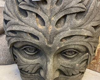 Very heavy concrete Greenman Face Statue with original price tag