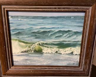 Jason Abbott, local artist, “Outer Banks” original price $200 in 2019, 13 1/2” x 11 1/2” in wooden frame